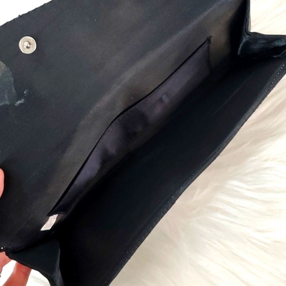 Vintage Full Sequin Beaded Black Flapper Style Clutch Wallet Gothic Hong Kong - Picture 7 of 14